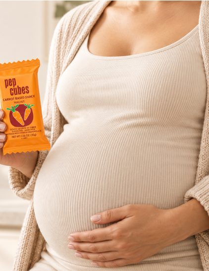 Expecting mother holding a Walnut pack