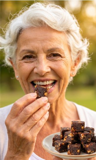Smiling older woman enjoying PepCubes